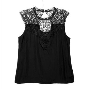 GUESS Ladies Black Sleeveless Top with Lace Detail